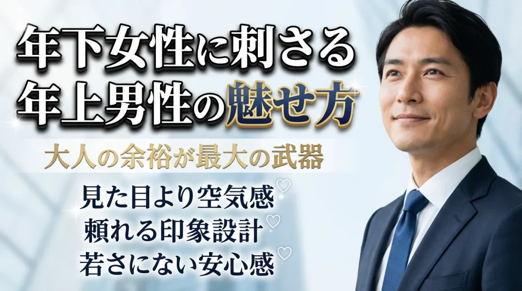 年下女性に好まれる年上男性の振る舞いを解説する記事のイメージ画像