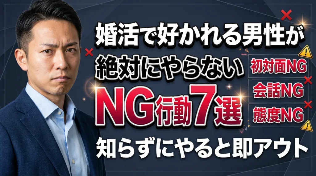 婚活で男性が避けたいNG行動を解説する記事のイメージ画像