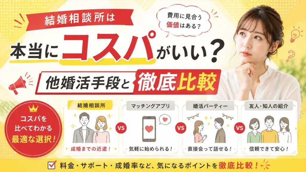 結婚相談所と他の婚活手段の費用対効果を比べる記事のイメージ画像
