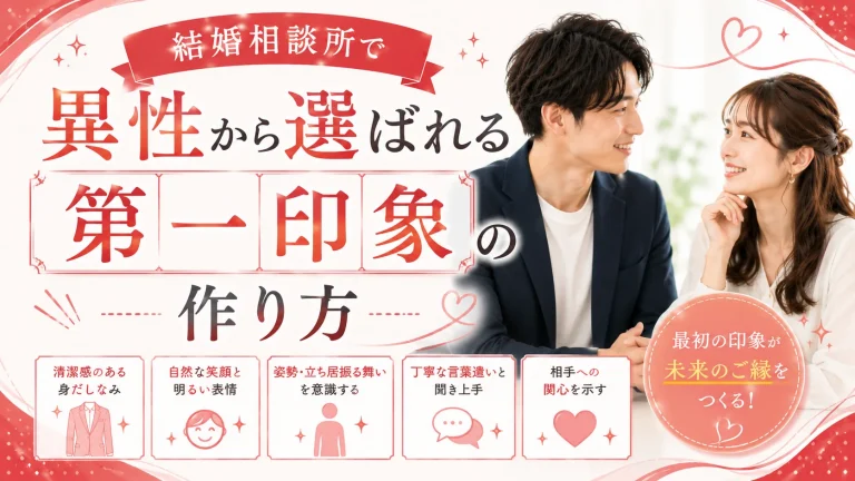結婚相談所で異性から選ばれる第一印象の作り方を解説する記事のイメージ画像