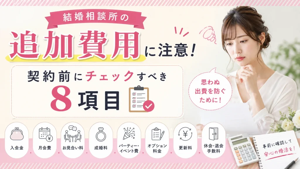 結婚相談所の契約前に確認したい追加費用を解説する記事のイメージ画像