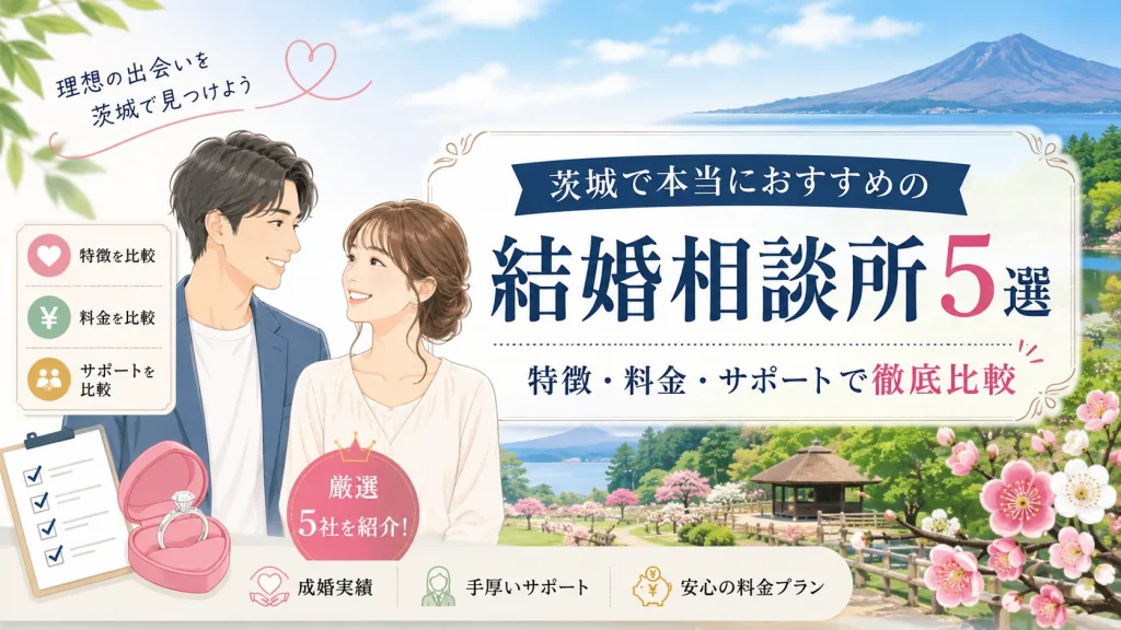 茨城でおすすめの結婚相談所を特徴・料金・サポートで比べる記事のイメージ画像