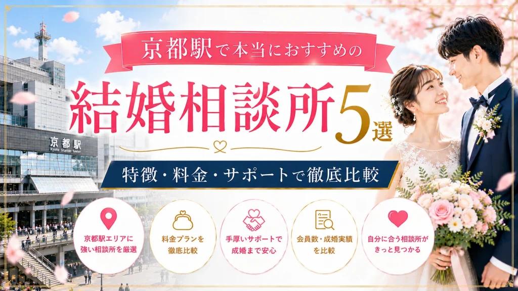 京都駅でおすすめの結婚相談所を特徴・料金・サポートで比べる記事のイメージ画像