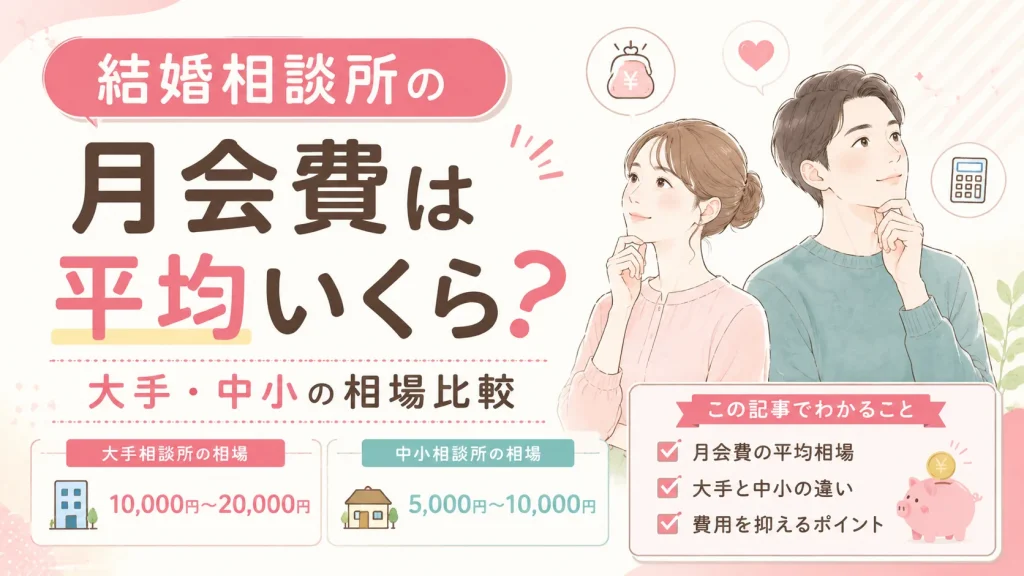 結婚相談所の月会費の相場を大手と中小で比べる記事のイメージ画像