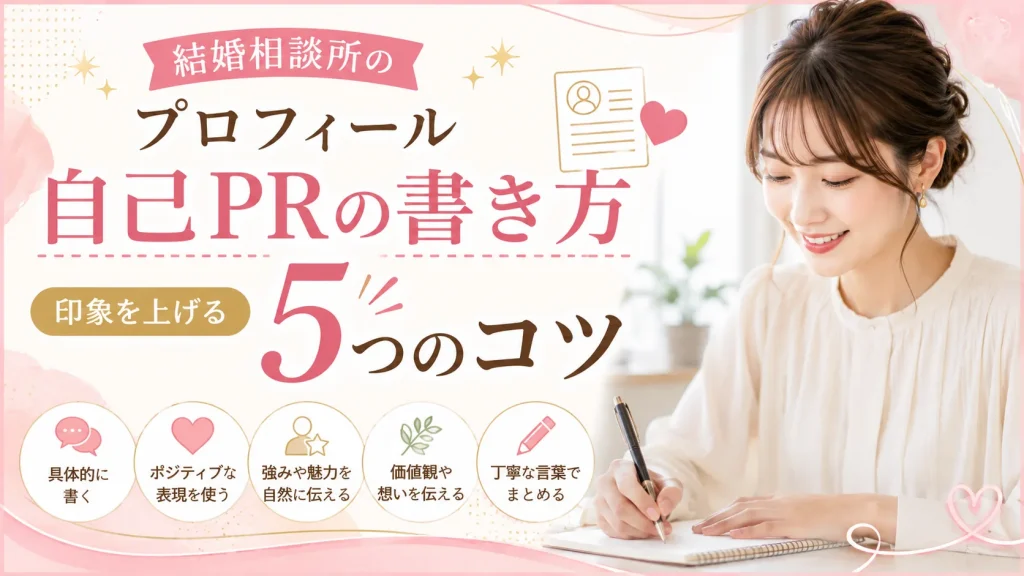 結婚相談所のプロフィールの自己PRの書き方を解説する記事のイメージ画像