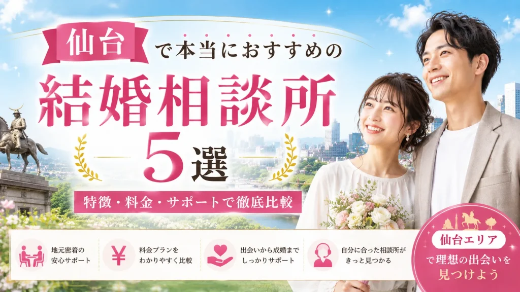 仙台でおすすめの結婚相談所を特徴・料金・サポートで比べる記事のイメージ画像