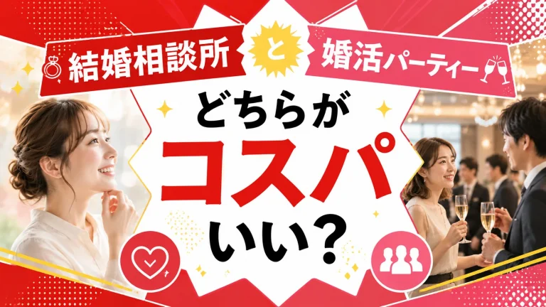 結婚相談所と婚活パーティーの費用対効果を比べる記事のイメージ画像